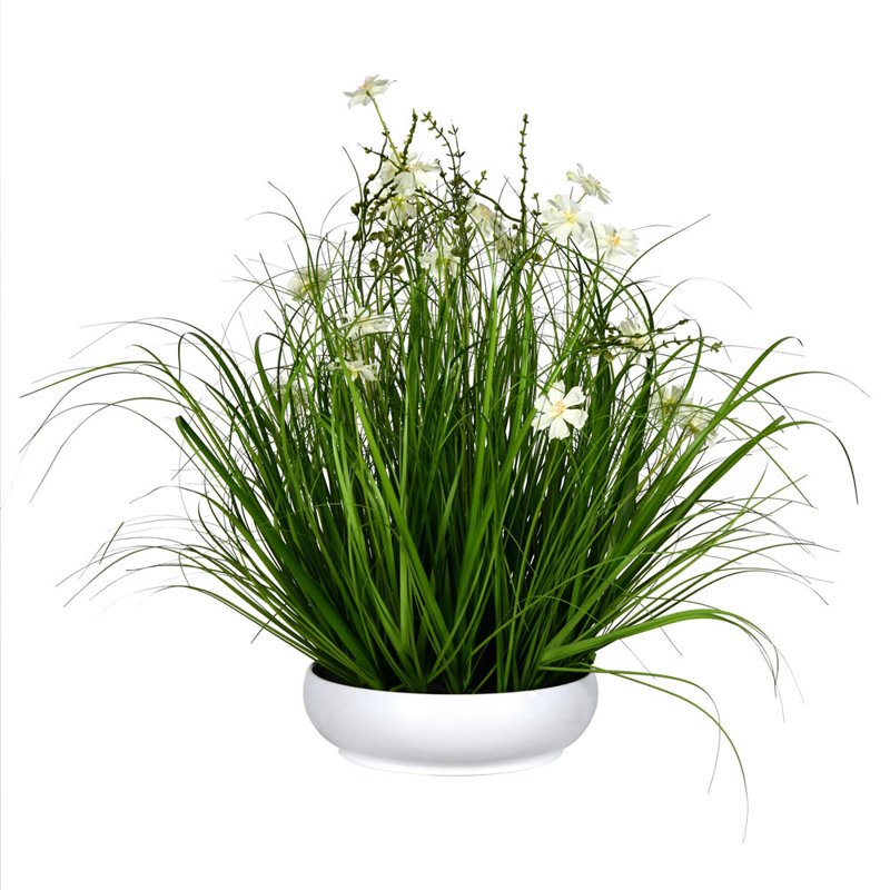 Latitude Run Artificial Flowering Grass in Pot Wayfair